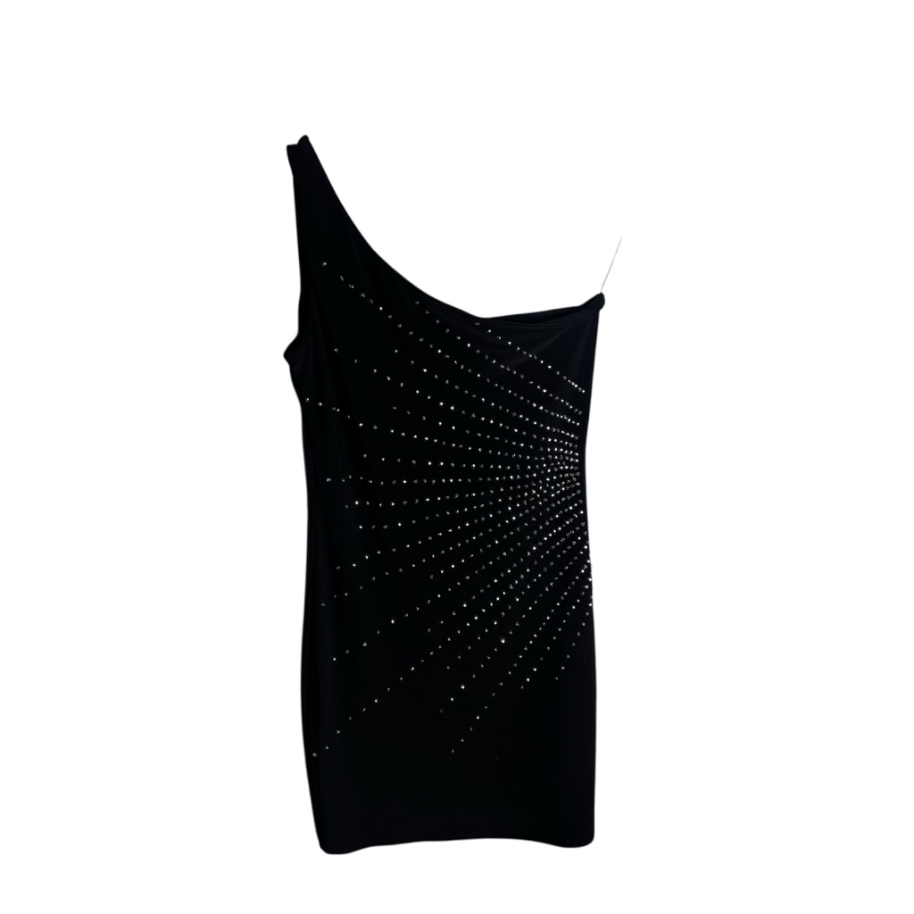 Nwt Black One Shoulder Studded Bodycon Mini Dress Usa Size S